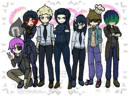 The Gang: Puck, Snow, Zalie, Finn, Vanni, Micheal, Smiled, and of course, Luna in the middle.